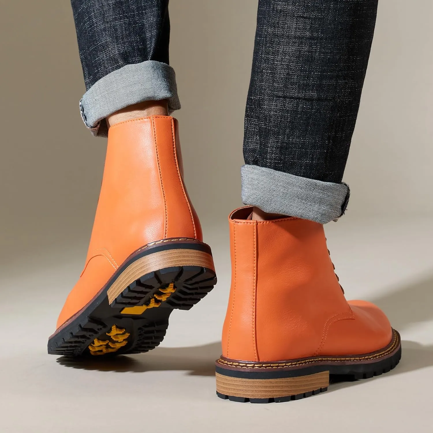 Men Leather Boots Plus Size High Top Oxford Dress Boots Leather Chukka Ankle Boot Business Shoes for Men