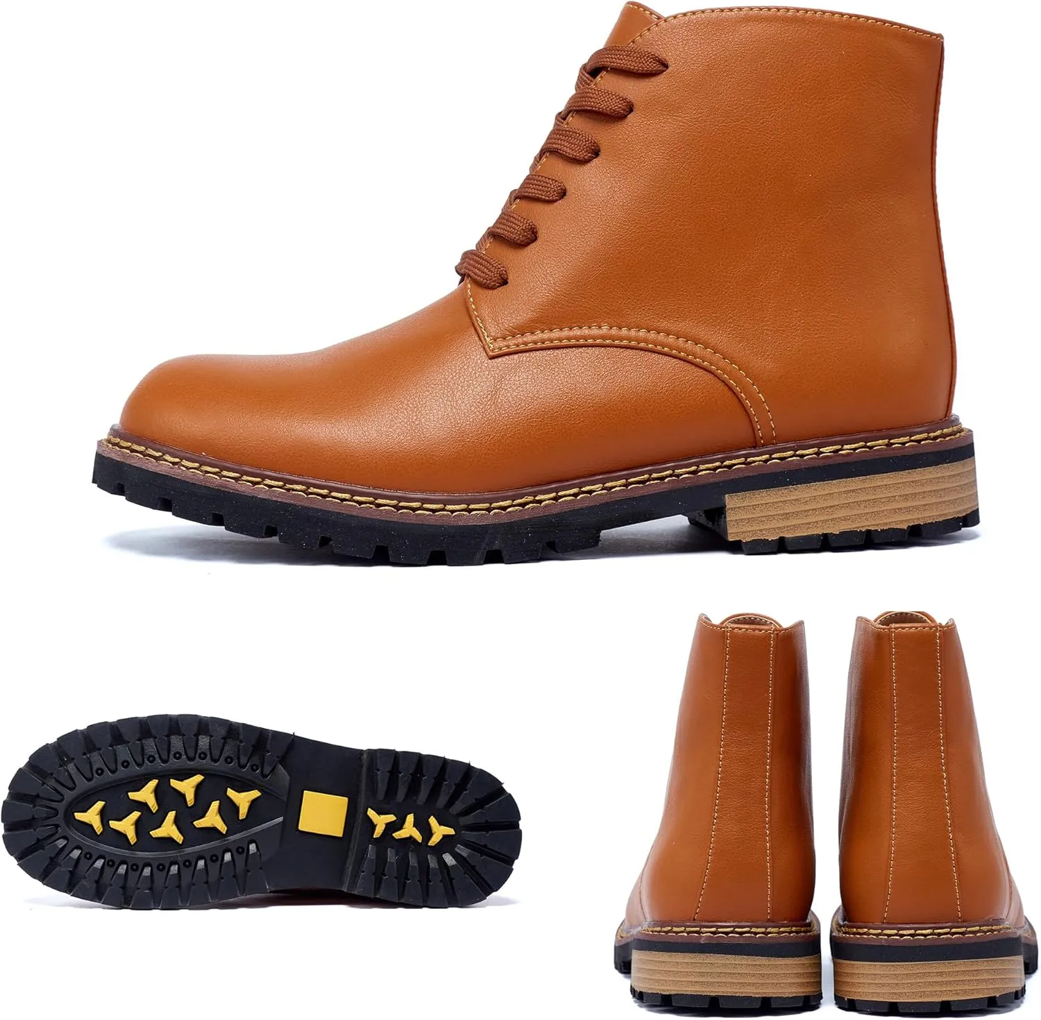 Men Leather Boots Plus Size High Top Oxford Dress Boots Leather Chukka Ankle Boot Business Shoes for Men