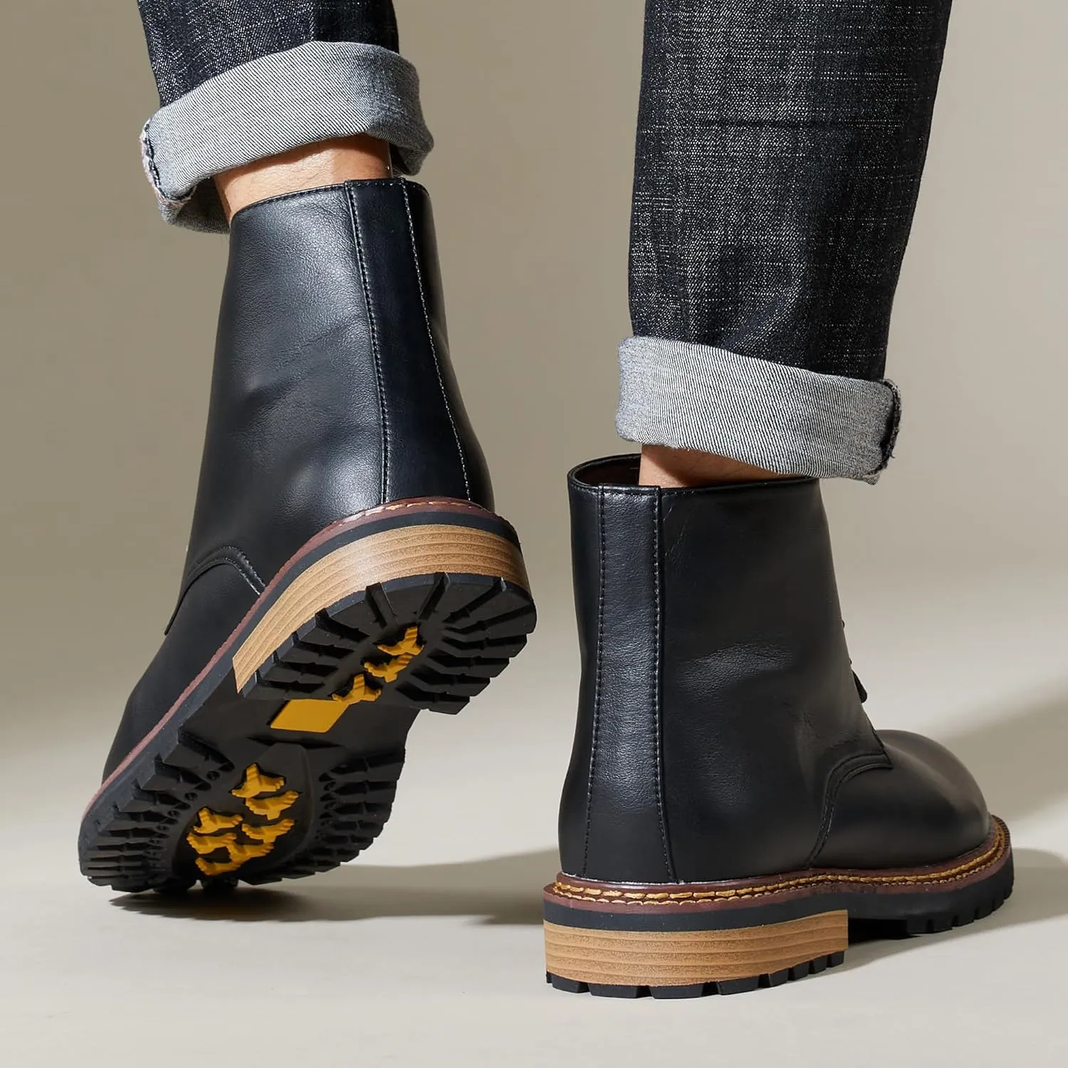 Men Leather Boots Plus Size High Top Oxford Dress Boots Leather Chukka Ankle Boot Business Shoes for Men