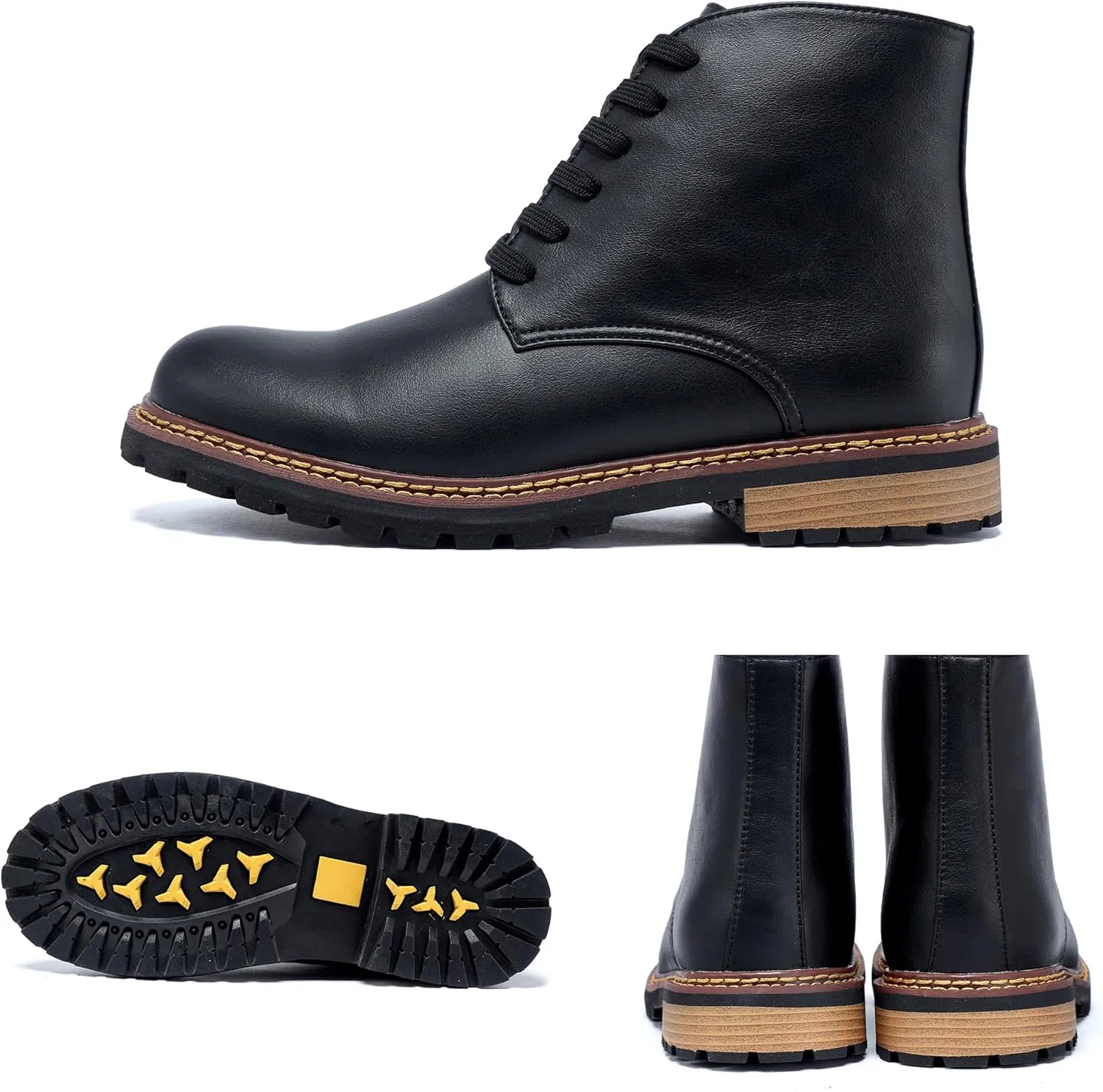 Men Leather Boots Plus Size High Top Oxford Dress Boots Leather Chukka Ankle Boot Business Shoes for Men