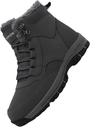 Men Work Boots Steel Toe Hiking Sneakers Warm Fur Lined Womens Safety Toe Shoes Soft Toe Work Botas Soft Toe Non Slip Rubber Sole Hike Grounded Footwear