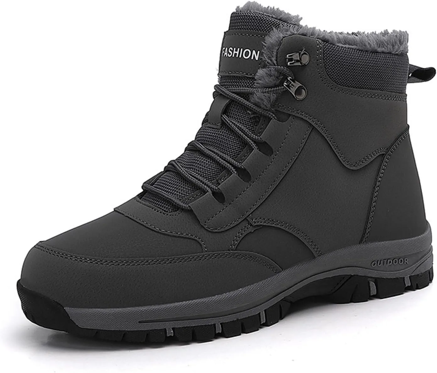 Men Work Boots Steel Toe Hiking Sneakers Warm Fur Lined Womens Safety Toe Shoes Soft Toe Work Botas Soft Toe Non Slip Rubber Sole Hike Grounded Footwear