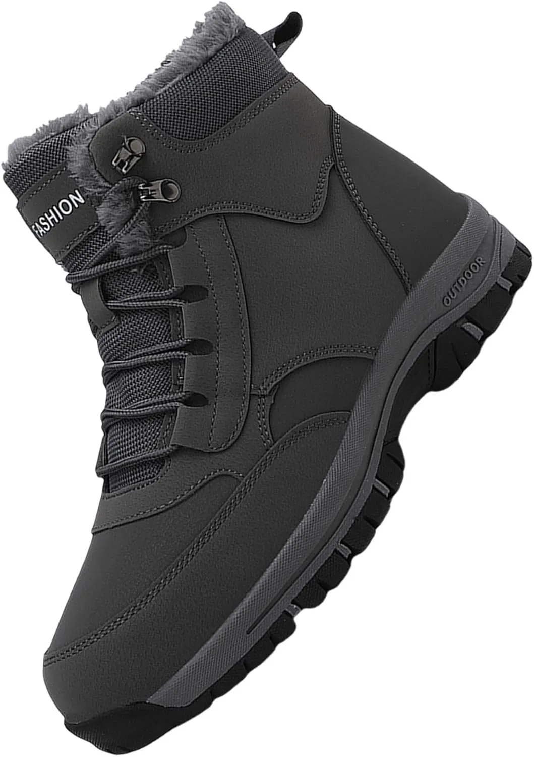 Men Work Boots Steel Toe Hiking Sneakers Warm Fur Lined Womens Safety Toe Shoes Soft Toe Work Botas Soft Toe Non Slip Rubber Sole Hike Grounded Footwear