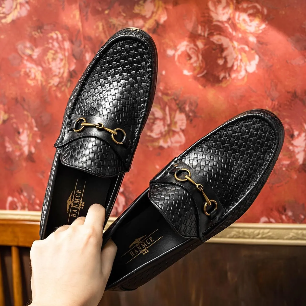 Mens Backless Slip On Shoes Round Toe Lug Sole Non-Slip Lace-Up Business Leather Shoes