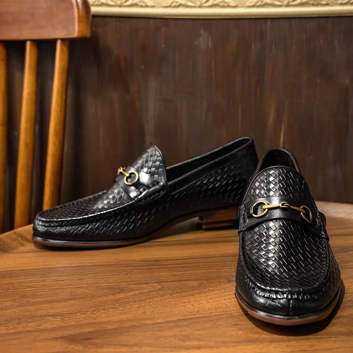 Mens Backless Slip On Shoes Round Toe Lug Sole Non-Slip Lace-Up Business Leather Shoes