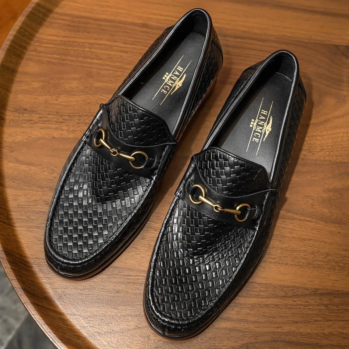 Mens Backless Slip On Shoes Round Toe Lug Sole Non-Slip Lace-Up Business Leather Shoes