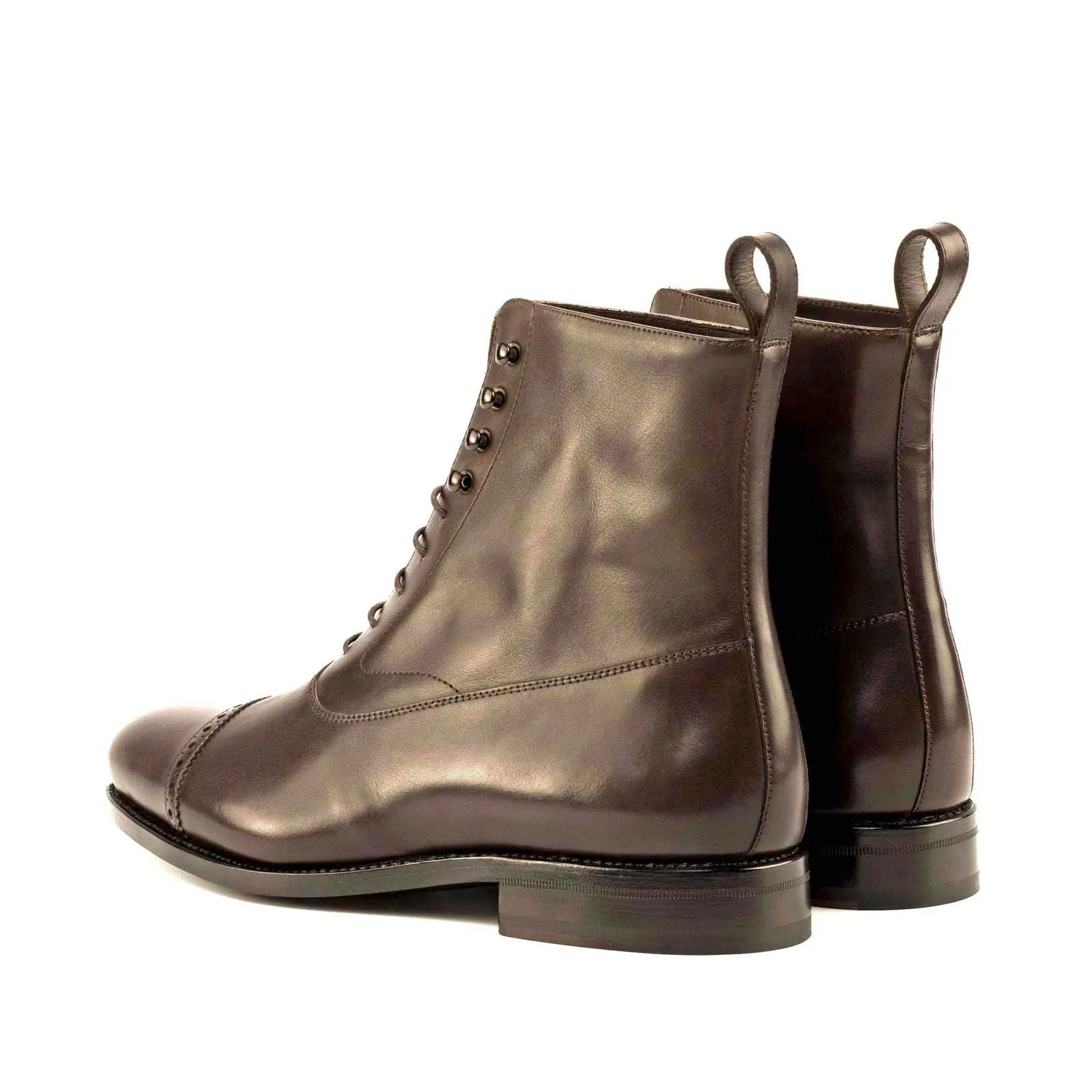 Men's Balmoral Leather Boots Goodyear Welt Wide Plus Size Dark Brown 4994
