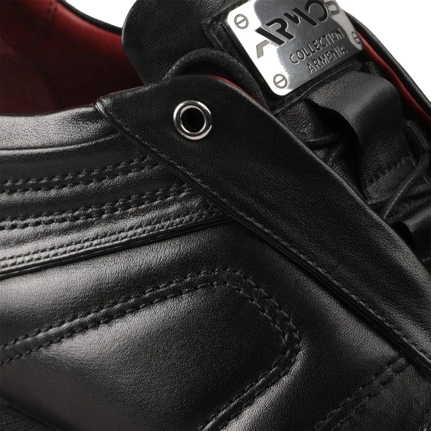 Men's Black Leather Perforated Sneaker