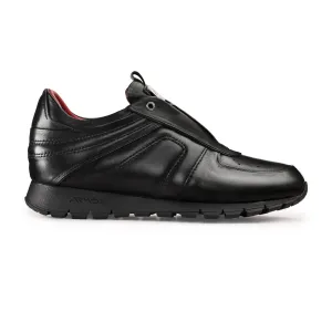 Men's Black Leather Perforated Sneaker
