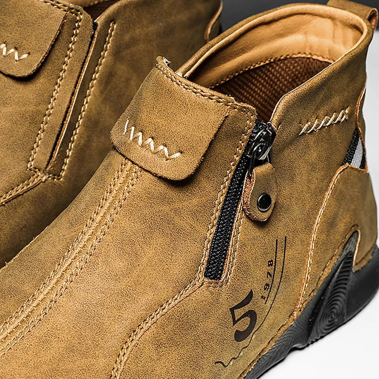 Men's Boots Spring Zipper Oversized Non Slip Durable Work Boot for Outdoor Leisure Large Size Handmade Composite Work Boots Men