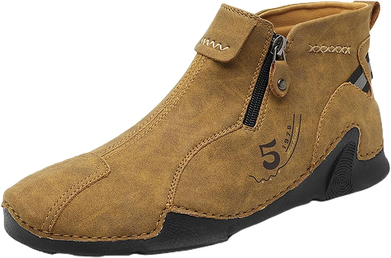 Men's Boots Spring Zipper Oversized Non Slip Durable Work Boot for Outdoor Leisure Large Size Handmade Composite Work Boots Men