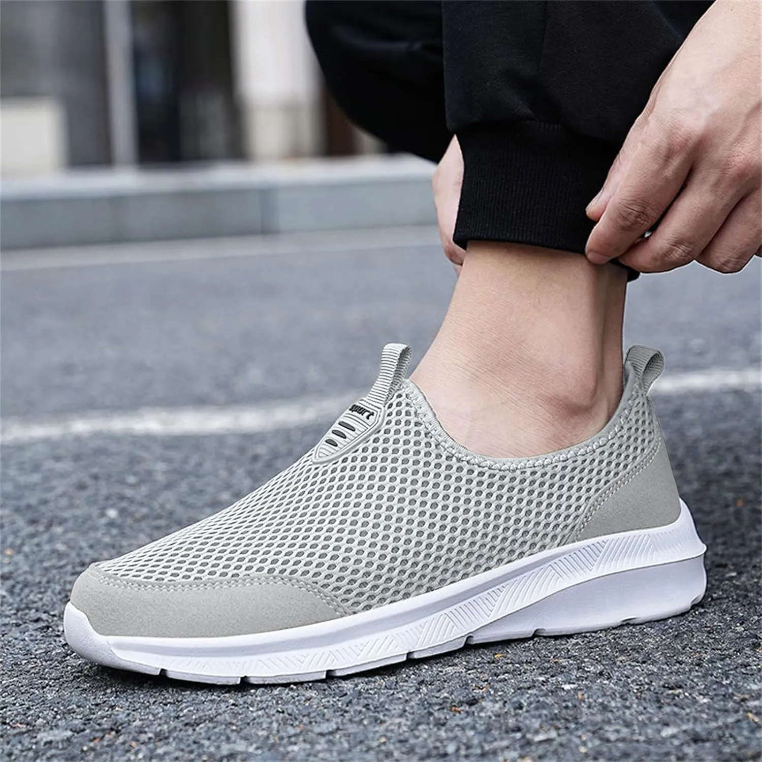 Men's Breathable Barefoot Shoes Lightweight Sport Gym Jogging Walking Sneaker Hook and Loop Orthopedic Sneakers