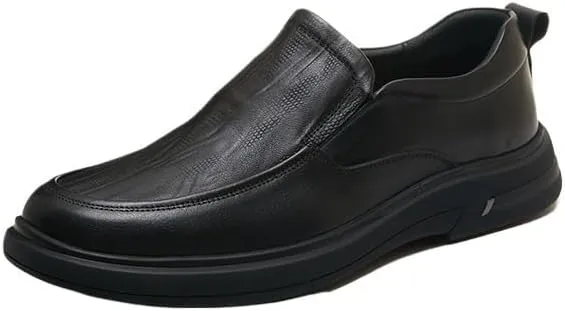 Men's Breathable Genuine Leather Brogue Oxfords Mens Business Casual Loafers Formal Oxford Slip On Dress Shoes