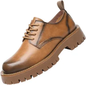 Men's Breathable Leather Wingtip Brogue Oxfords Men Classic Pointed Toe Gradient Design Tuxedo Oxford Casual Walking Shoes Office Flats for Men