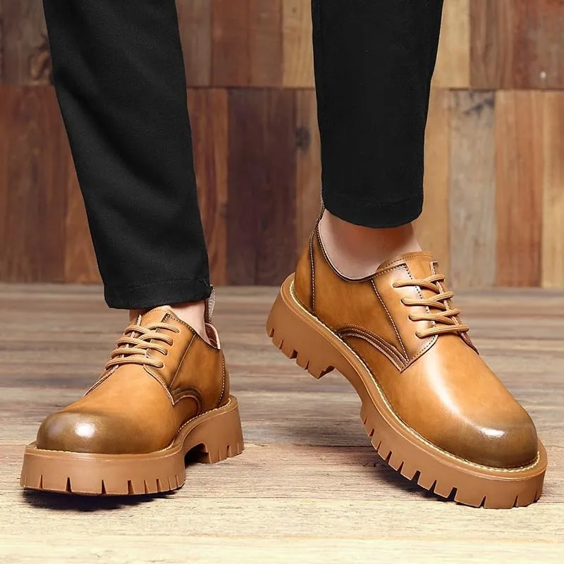 Men's Breathable Leather Wingtip Brogue Oxfords Men Classic Pointed Toe Gradient Design Tuxedo Oxford Casual Walking Shoes Office Flats for Men
