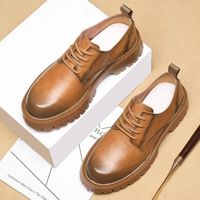 Men's Breathable Leather Wingtip Brogue Oxfords Men Classic Pointed Toe Gradient Design Tuxedo Oxford Casual Walking Shoes Office Flats for Men