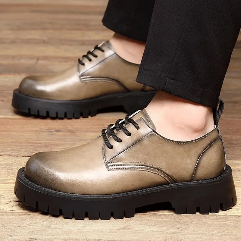 Men's Breathable Leather Wingtip Brogue Oxfords Men Classic Pointed Toe Gradient Design Tuxedo Oxford Casual Walking Shoes Office Flats for Men
