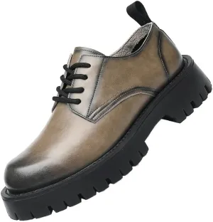 Men's Breathable Leather Wingtip Brogue Oxfords Men Classic Pointed Toe Gradient Design Tuxedo Oxford Casual Walking Shoes Office Flats for Men