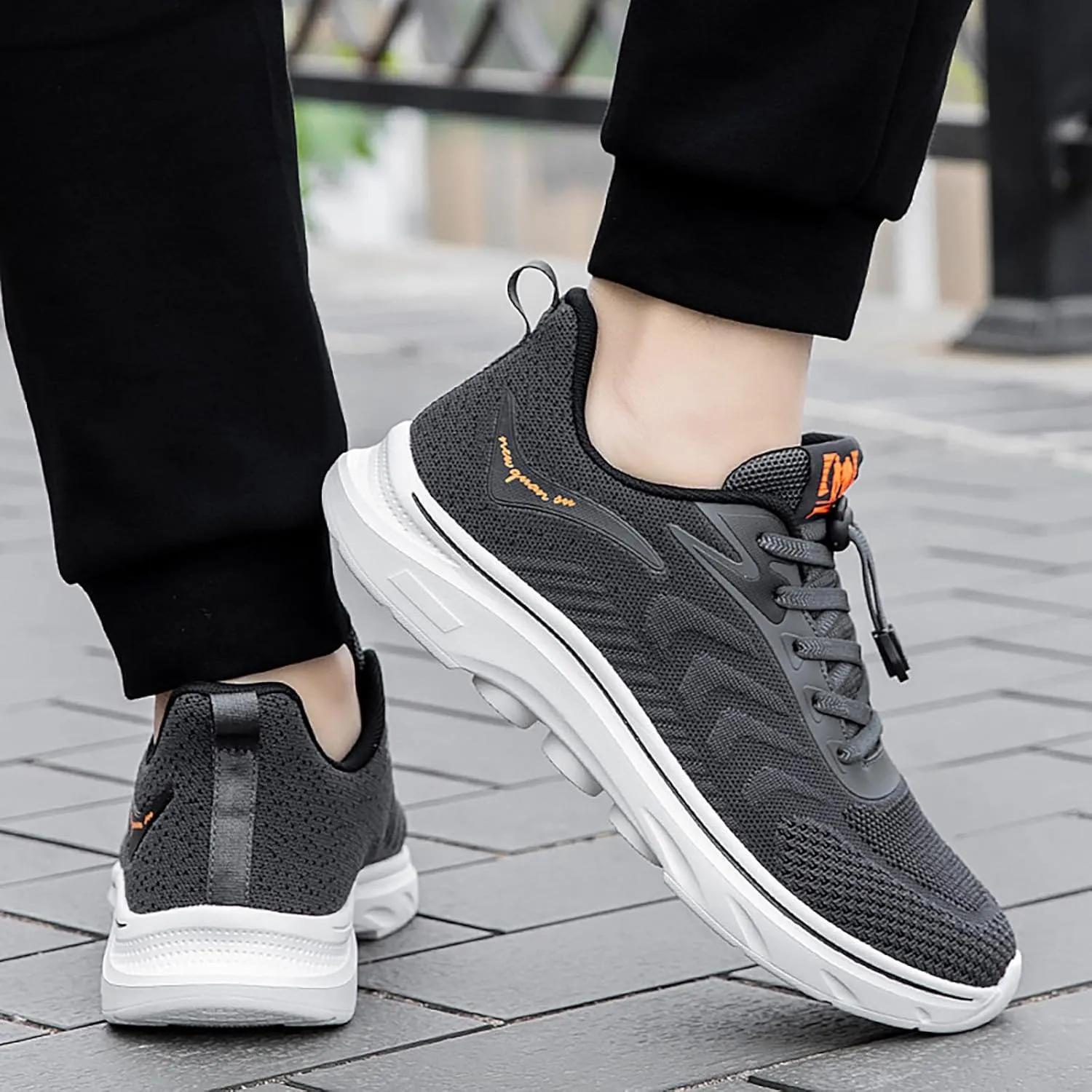 Men's Breathable Stretch Workout Shoes Lightweight Breathable Walking Shoe Gym Tennis Athletic Fashion Sneakers