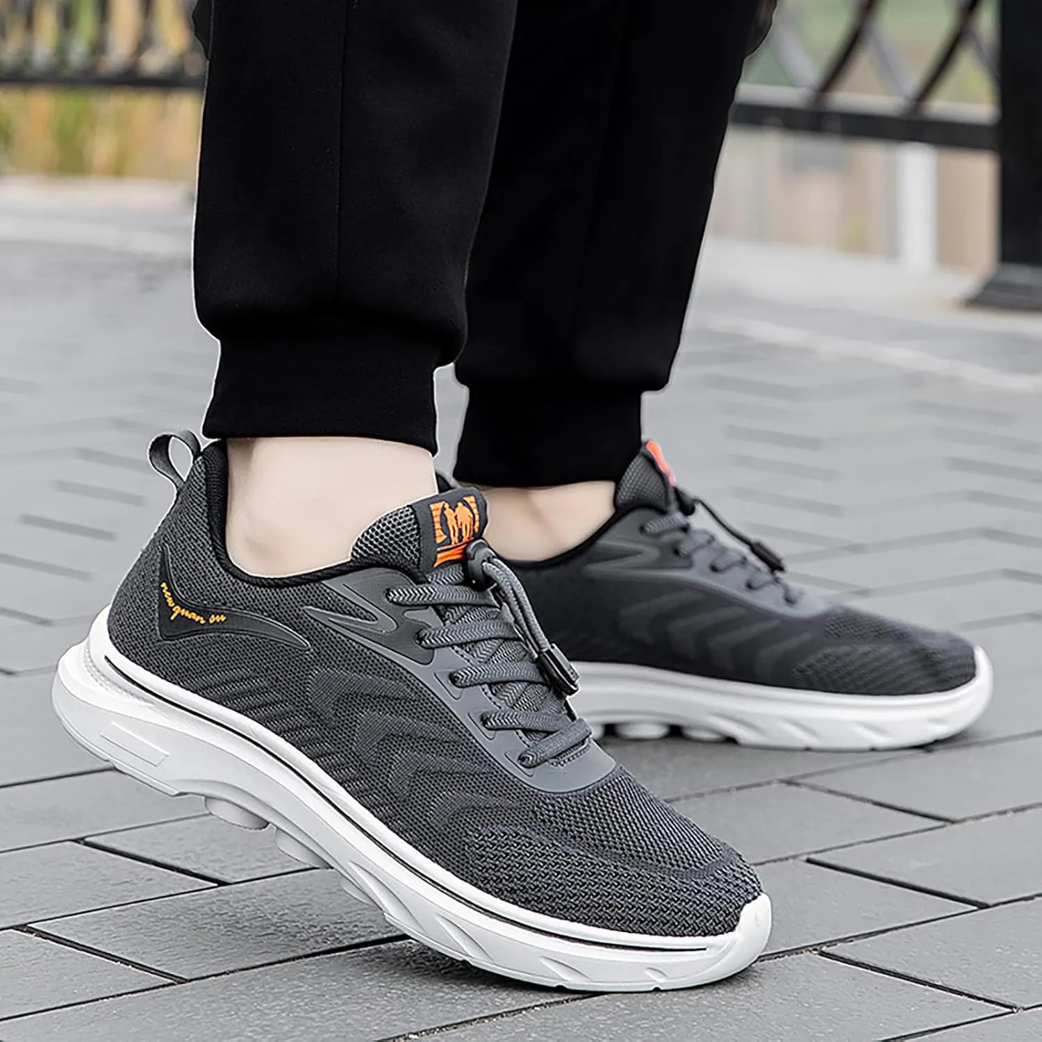 Men's Breathable Stretch Workout Shoes Lightweight Breathable Walking Shoe Gym Tennis Athletic Fashion Sneakers