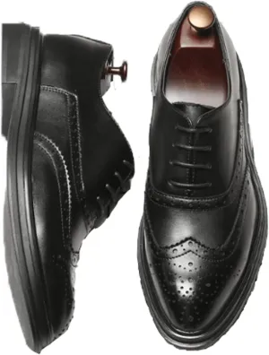 Men's Brogue Carved Derby Shoes,Handmade British Style Elastic Band Round Toe Low Top Wingtip Oxfords Formal Shoes