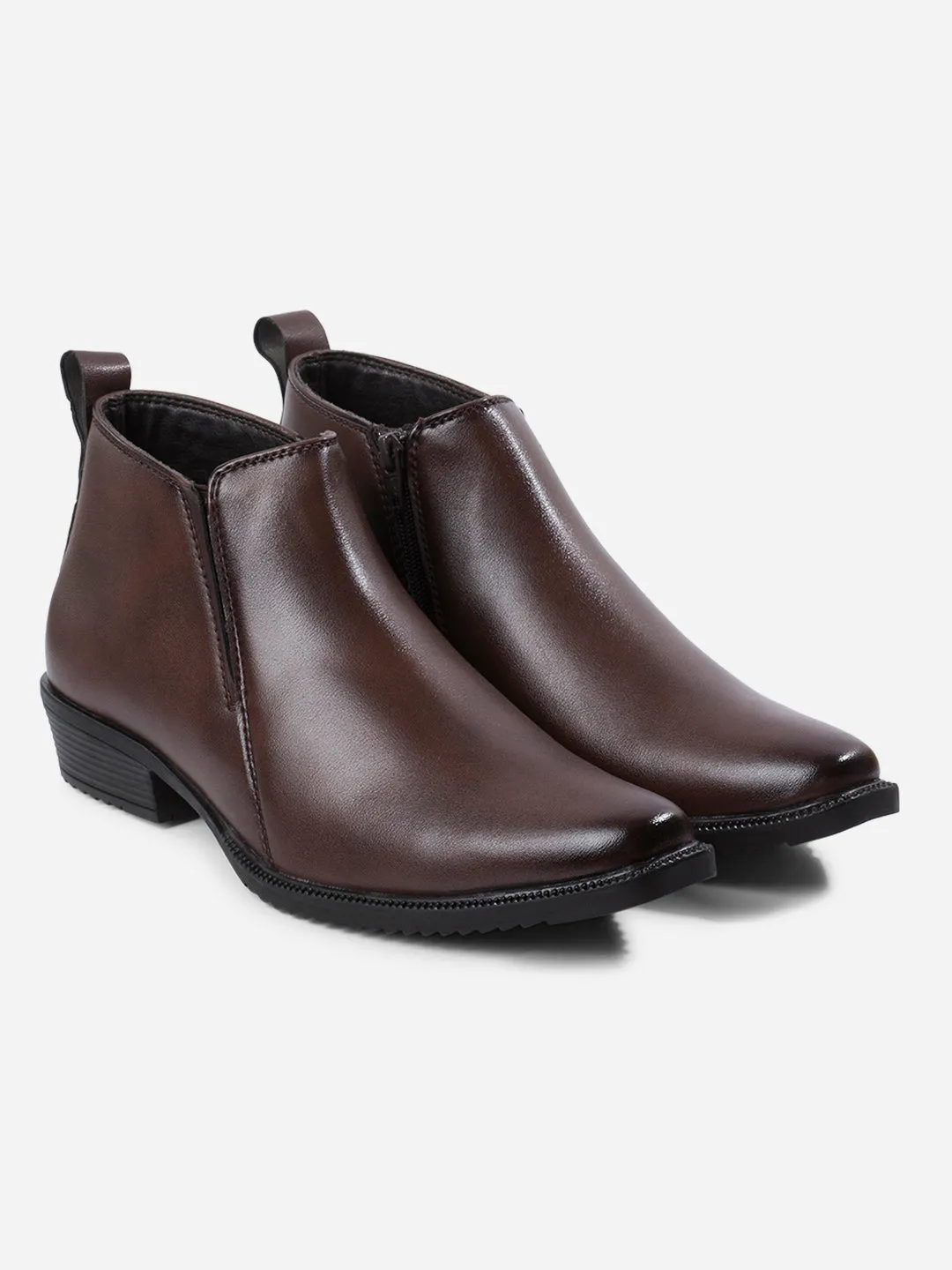 Men's Brown Formal Ankle Slip On Boots (IX3040)
