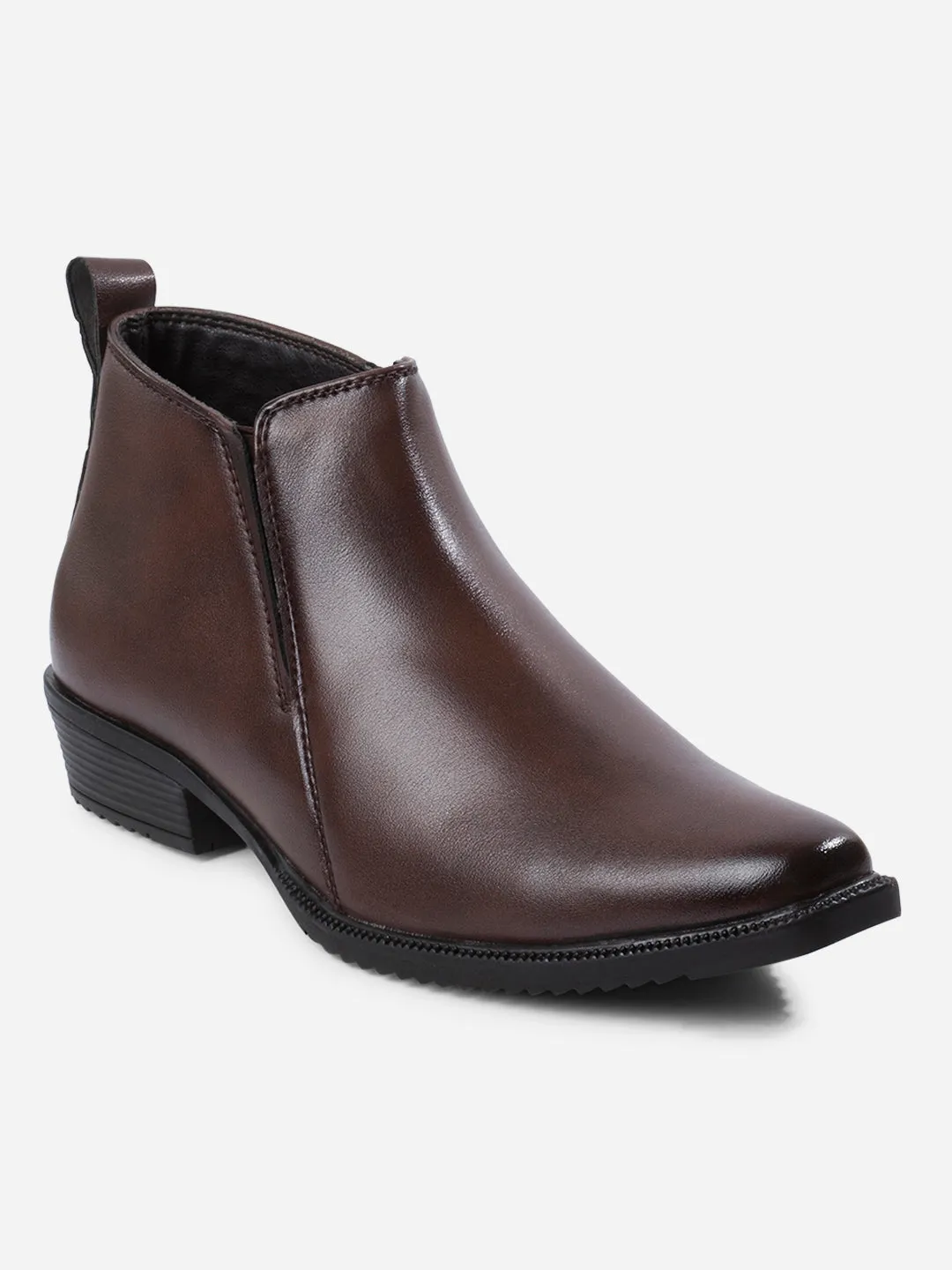 Men's Brown Formal Ankle Slip On Boots (IX3040)