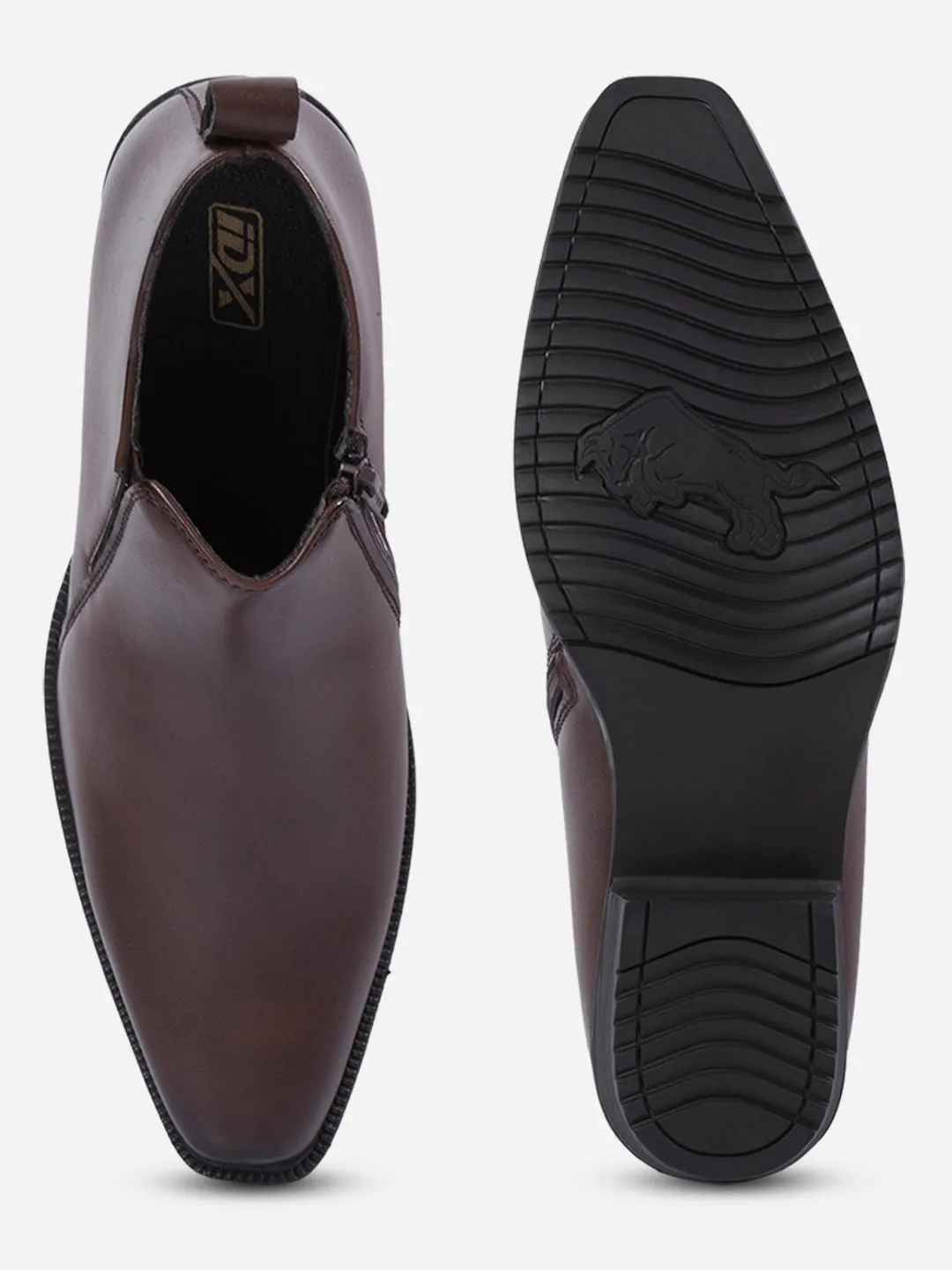 Men's Brown Formal Ankle Slip On Boots (IX3040)
