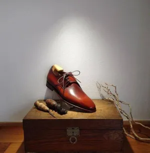 Men's Brown Leather Lace Up Derby Shoes