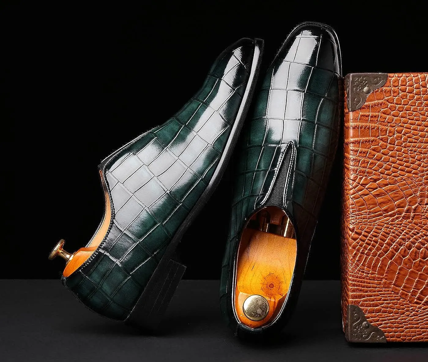 Men's Brown Slip On Faux Leather Dress Shoes