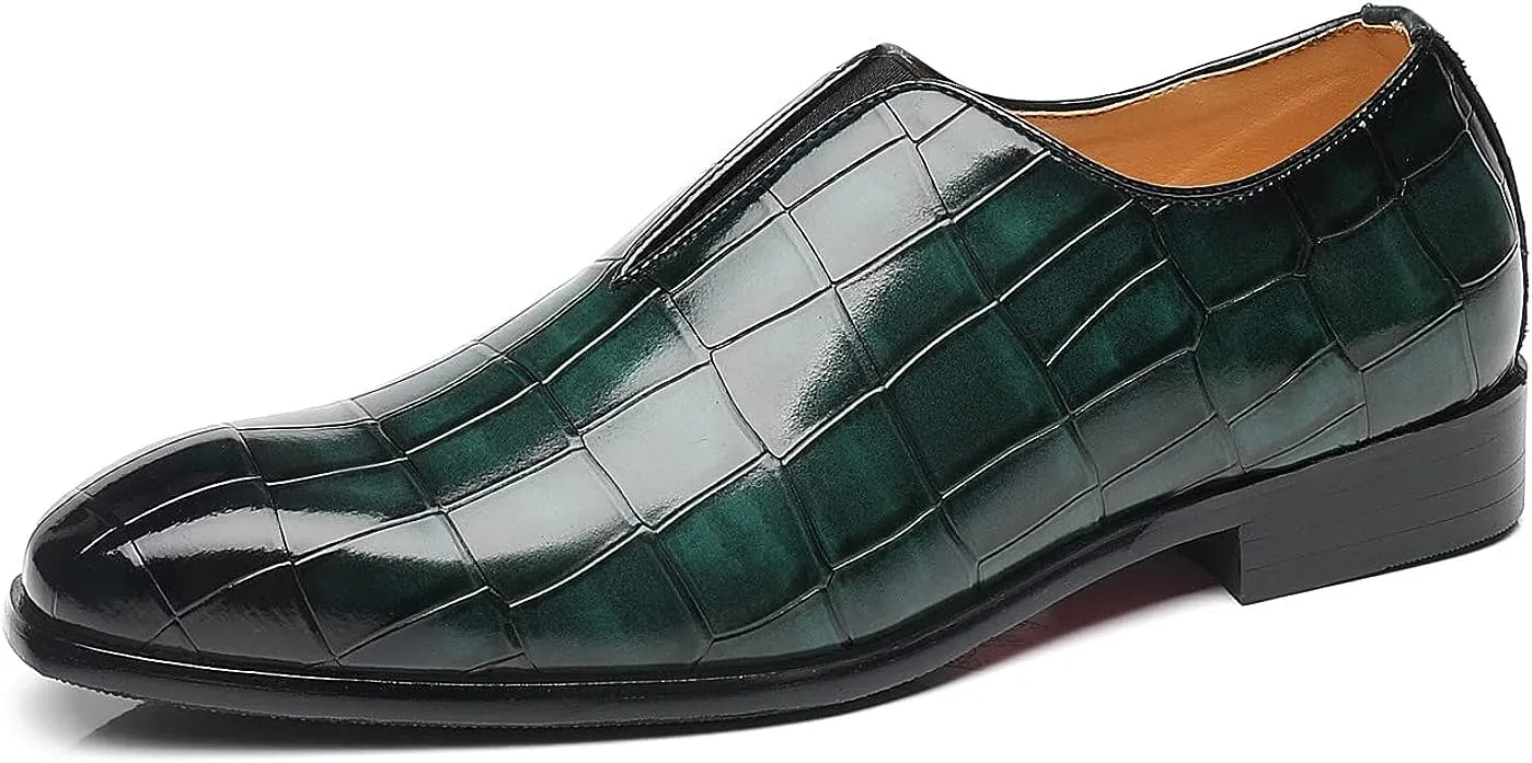 Men's Brown Slip On Faux Leather Dress Shoes