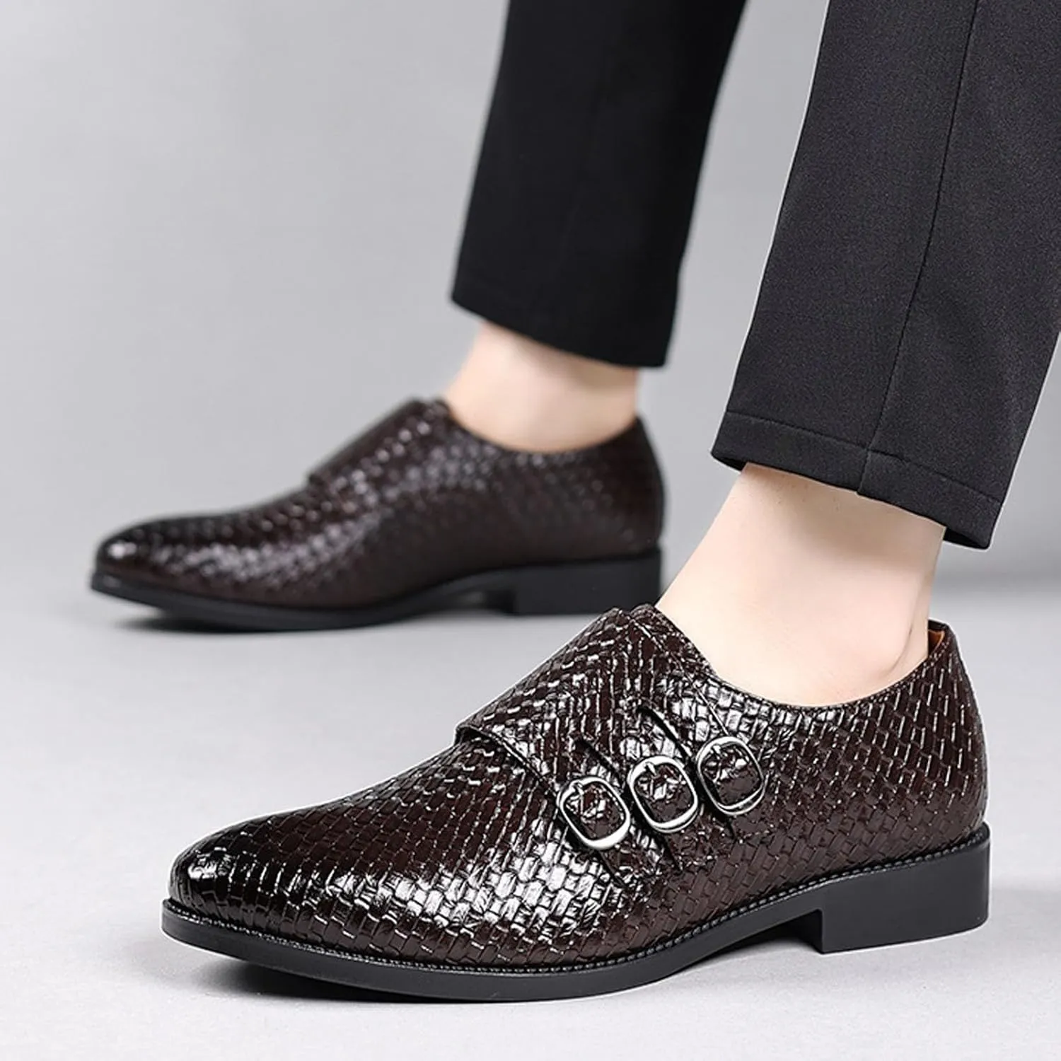 Men's Business Attire Casual Shoes British Pointed Solid Color Lace Up Leather Shoes Mens Casual Shoes 10