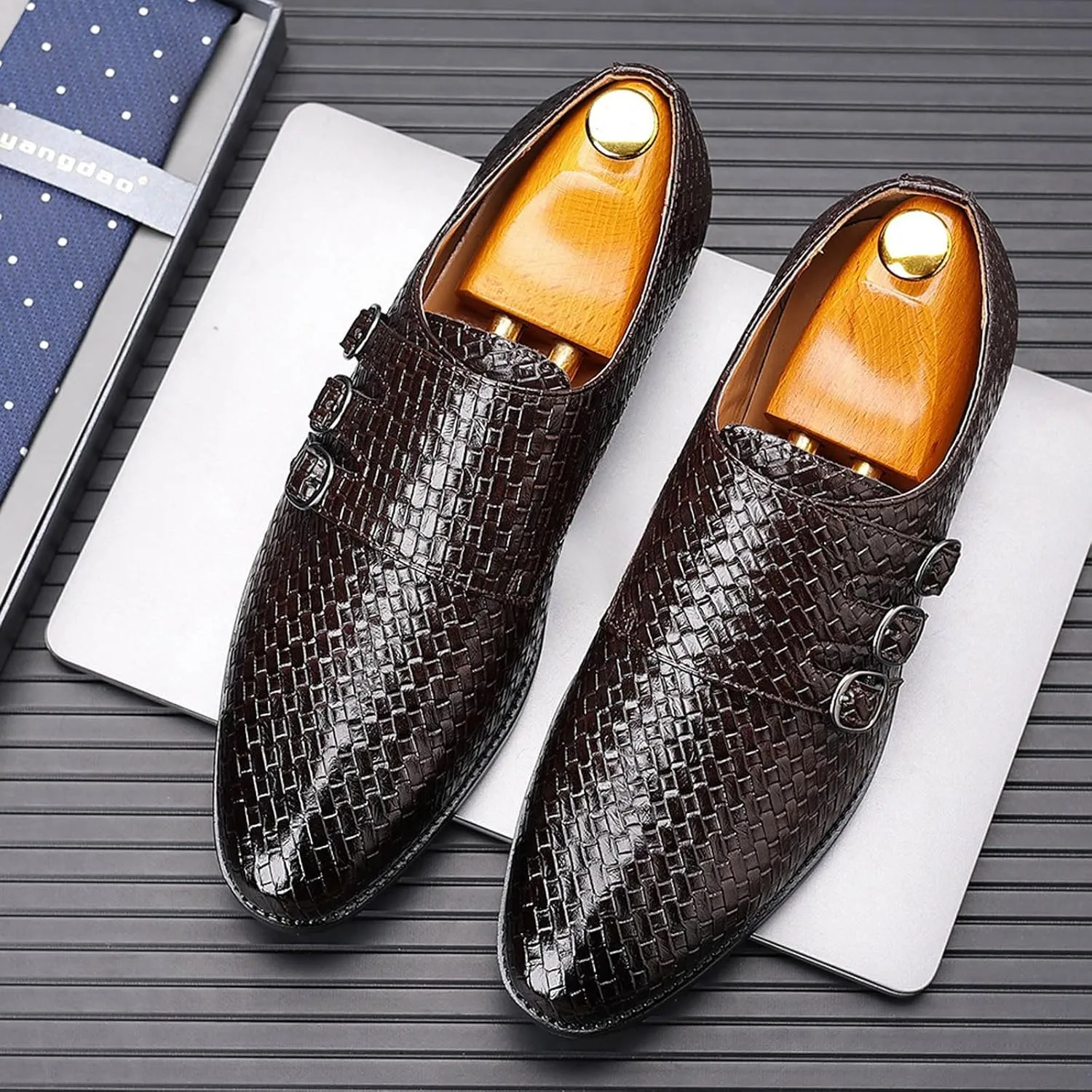 Men's Business Attire Casual Shoes British Pointed Solid Color Lace Up Leather Shoes Mens Casual Shoes 10