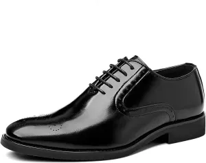 Men's Business Casual Dress Shoes Classic Wingtip Lace-Up Brogues Modern Formal Oxfords Shoes