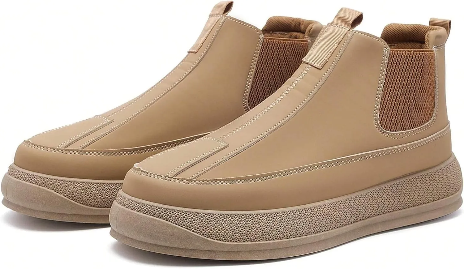 Men's Casual Chukka Fashion Waterproof Ankle Boots, Slip-On, Round Toe