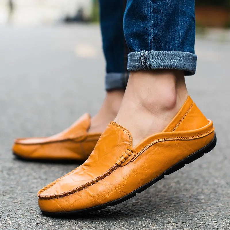 Men's casual leather slip-on shoes