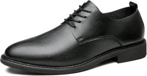 Men's Casual Loafers - All-Day Comfort Pointed Toe Polished Leather Lace-Up Oxfords