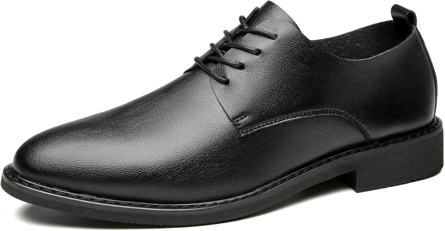 Men's Casual Loafers - All-Day Comfort Pointed Toe Polished Leather Lace-Up Oxfords