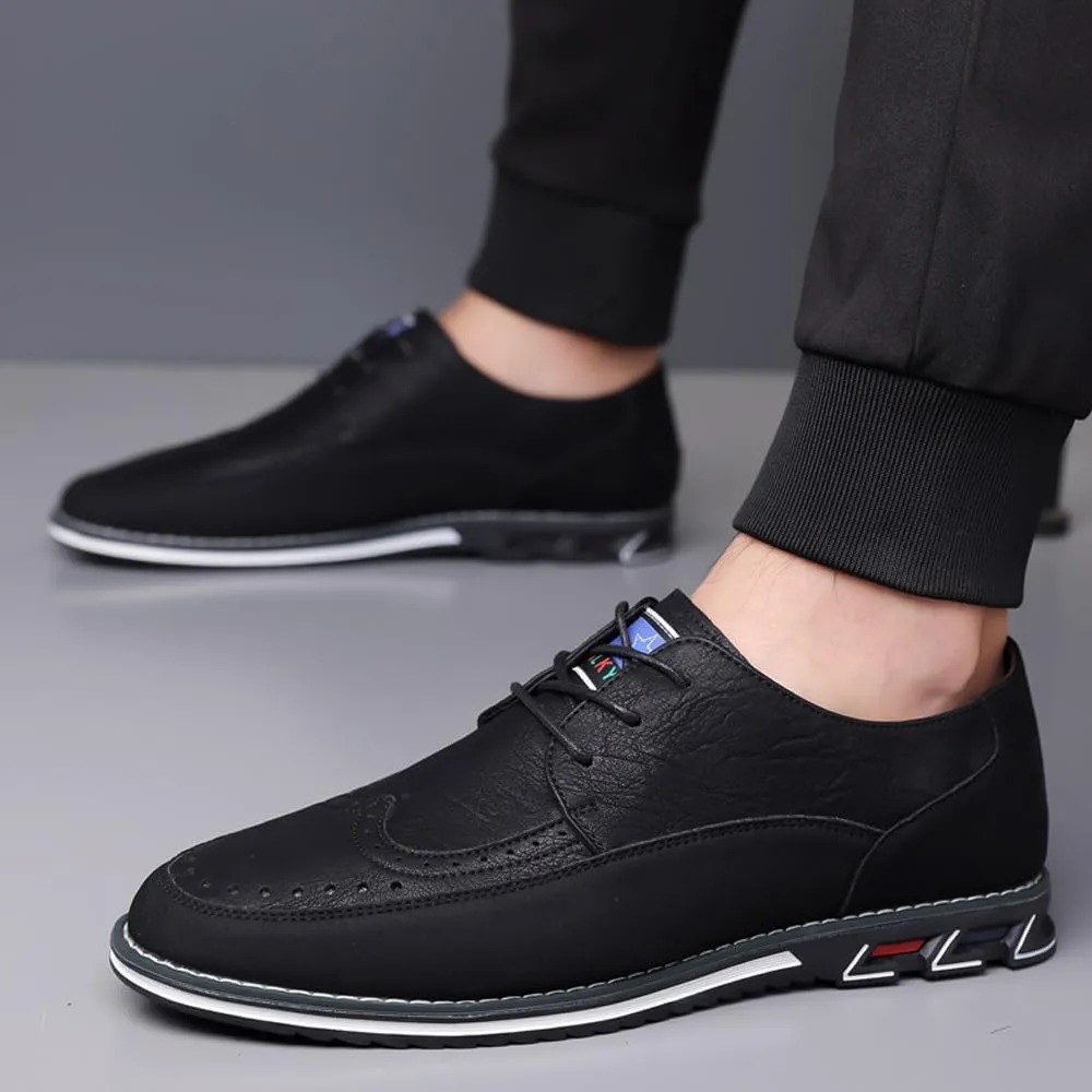 Men's Casual Oxford Business Fashion Leather Shoes Walking Comfortable Classic Adjustable Shoes
