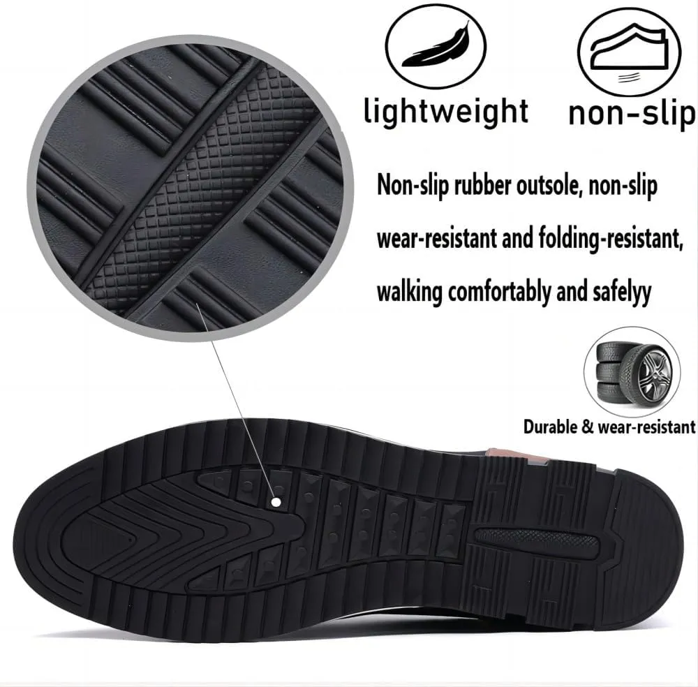 Men's Casual Oxford Business Fashion Leather Shoes Walking Comfortable Classic Adjustable Shoes