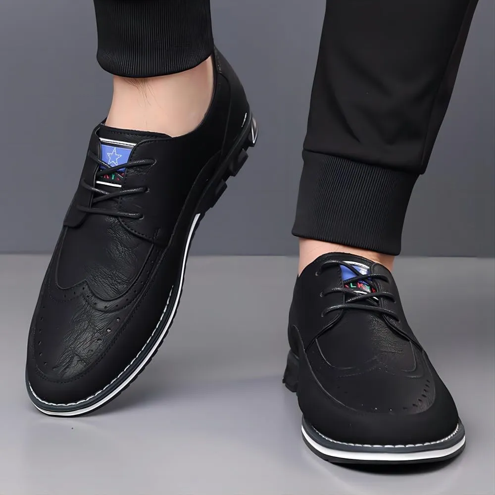 Men's Casual Oxford Business Fashion Leather Shoes Walking Comfortable Classic Adjustable Shoes