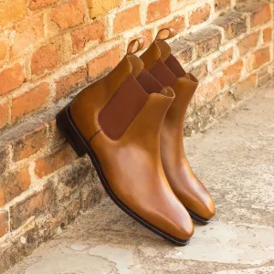 Men's Chelsea Boots Classic Leather Goodyear Welt Wide Plus Size Brown 3736
