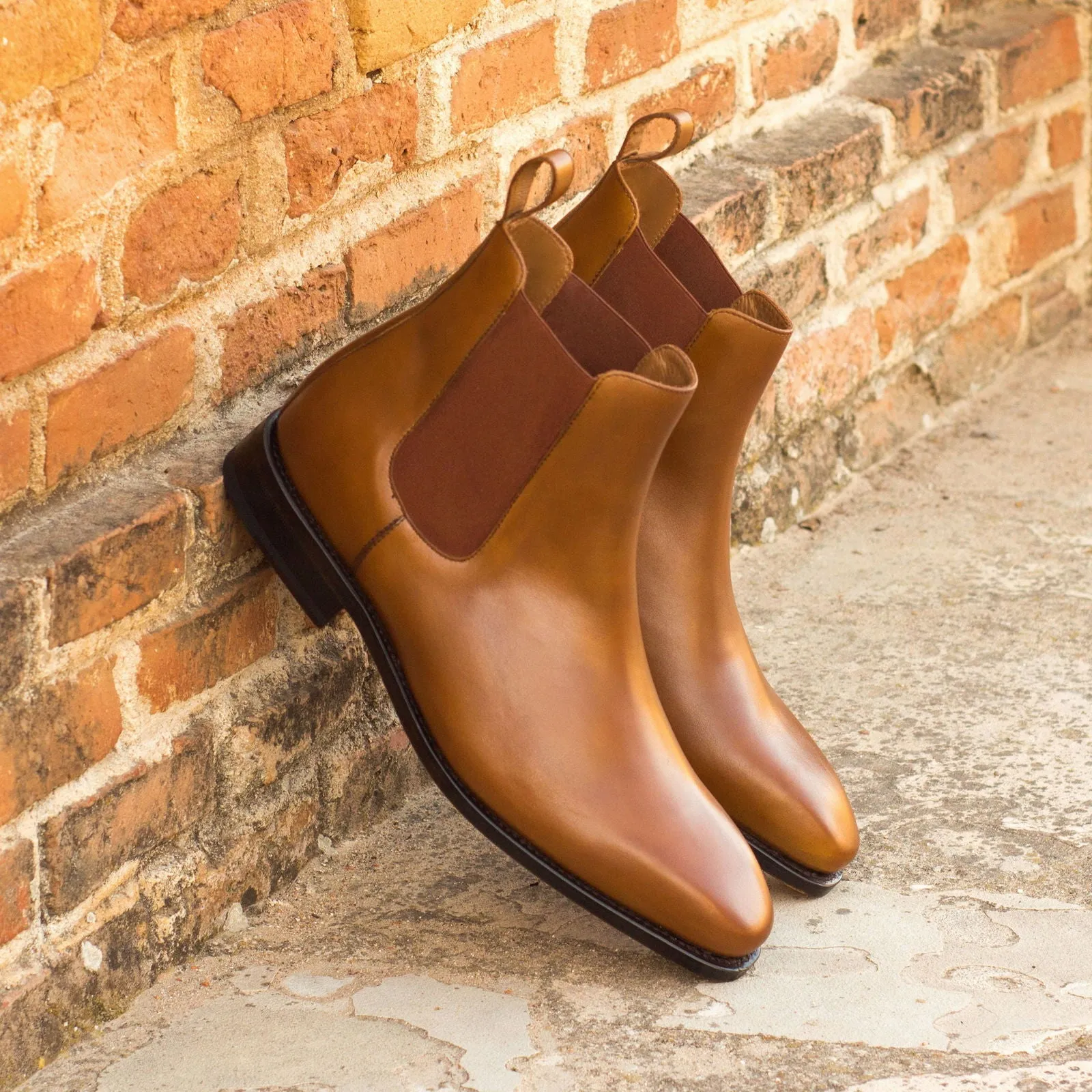 Men's Chelsea Boots Classic Leather Goodyear Welt Wide Plus Size Brown 3736