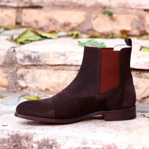 Men's Chelsea Multi Leather Boots Wide Plus Size Dark Brown 1496