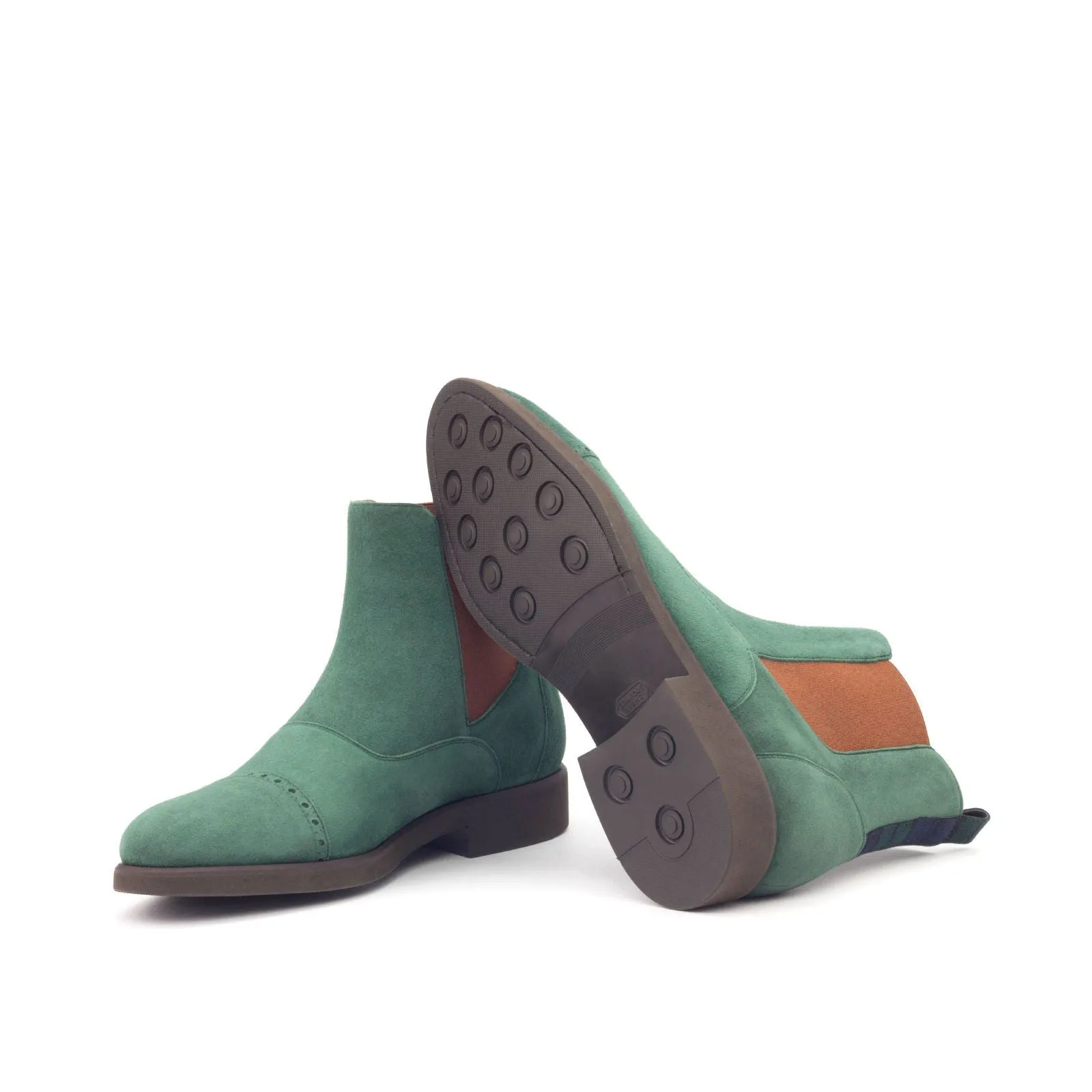 Men's Chelsea Multi Leather Boots Wide Plus Size Green 2993