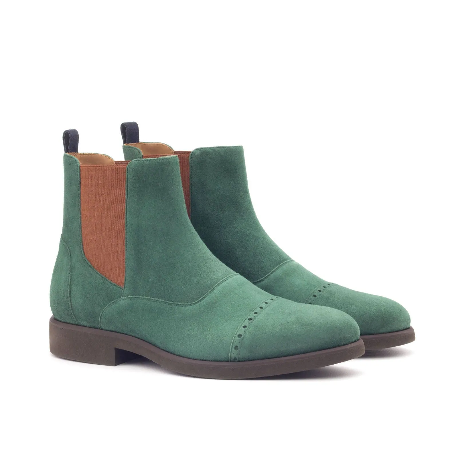 Men's Chelsea Multi Leather Boots Wide Plus Size Green 2993
