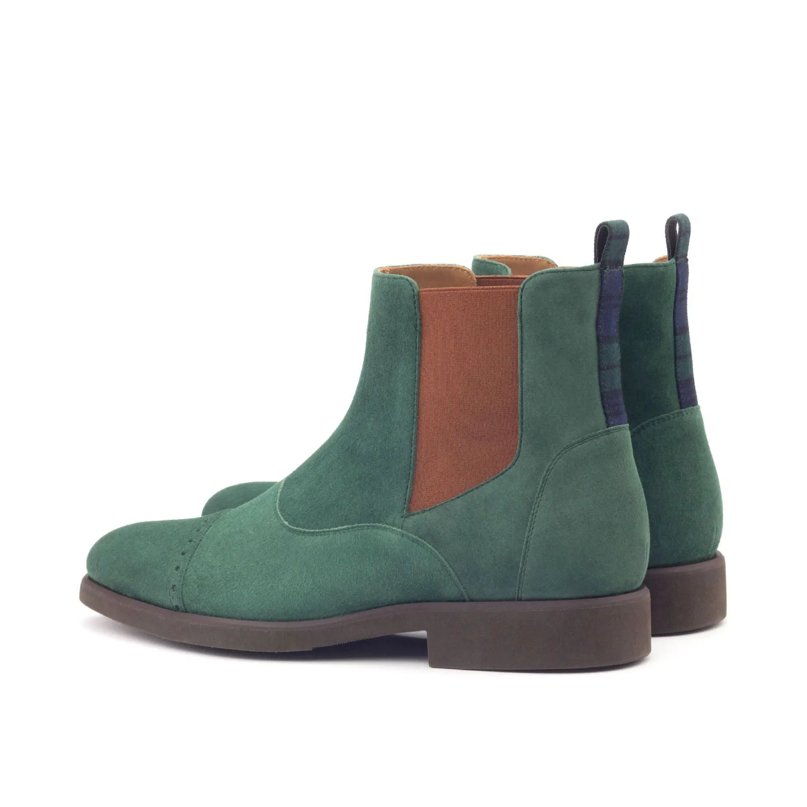 Men's Chelsea Multi Leather Boots Wide Plus Size Green 2993