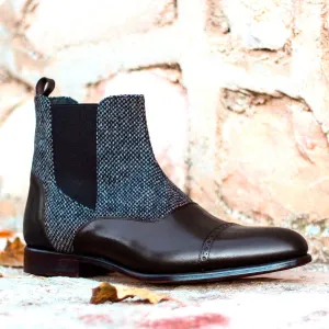 Men's Chelsea Multi Leather Boots Wide Plus Size Grey Black 1502