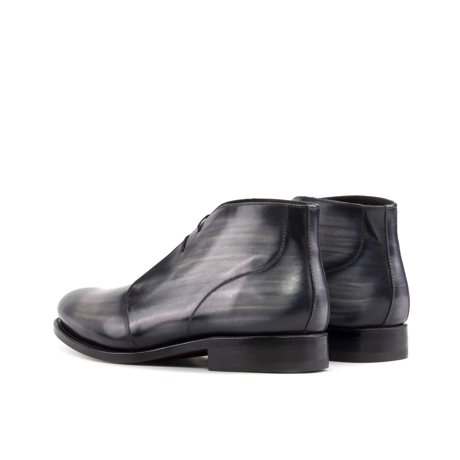Men's Chukka Boots Patina Leather Wide Plus Size Grey 5959