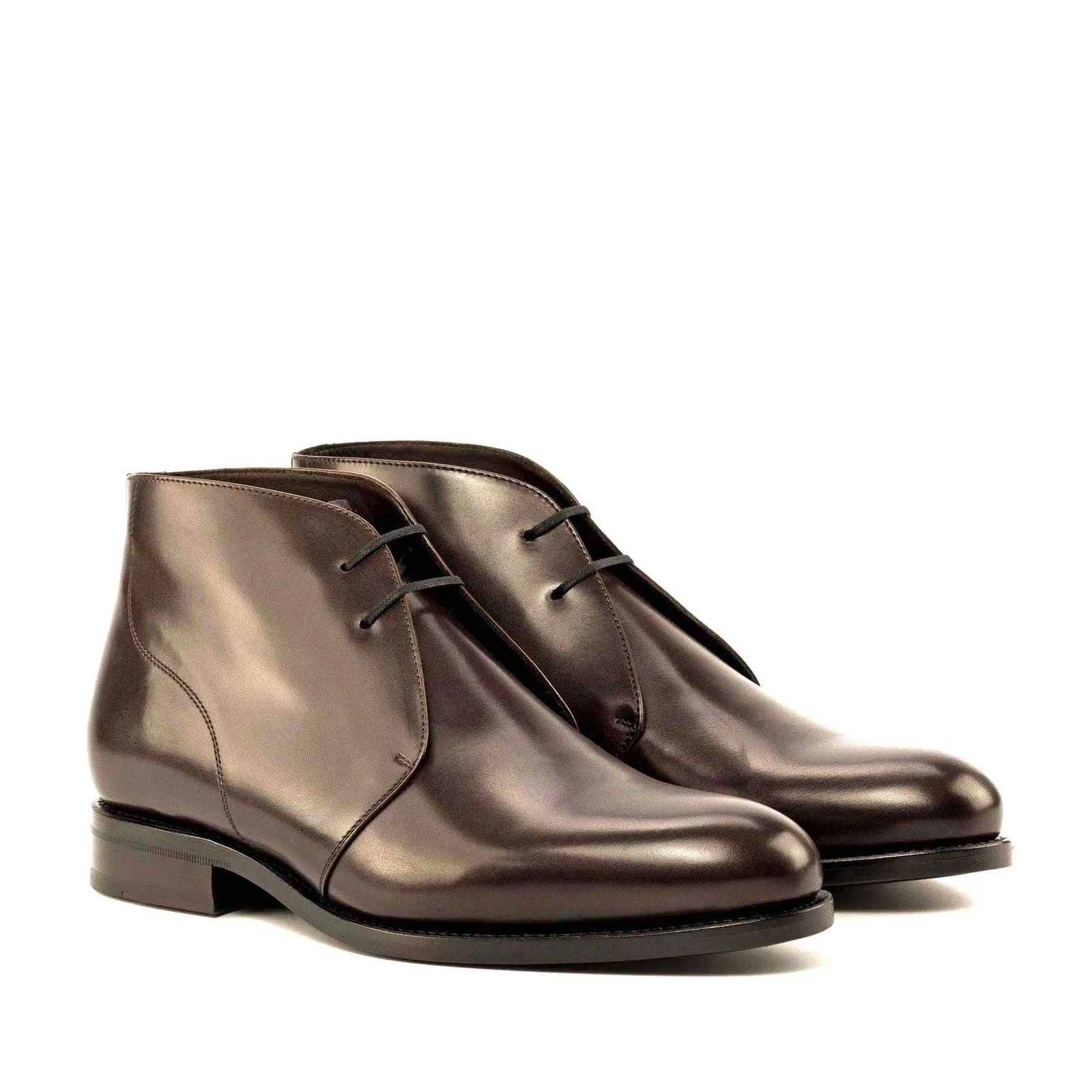 Men's Chukka Leather Boots Goodyear Welt Wide Plus Size Dark Brown 4998